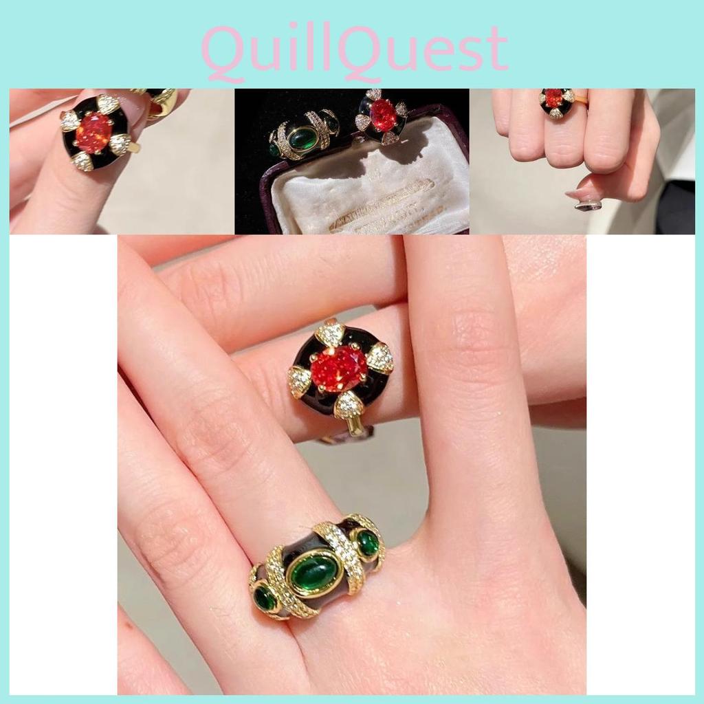 Exquisite Gothic Style Ruby Designed Crystal Ring For Women Adjustable Size Fashion Jewelry