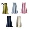 Women Long Skirt Elastic High Waist Smooth Surface Fishtail Skirt with Side Zipper Solid Color Traceless Breathable Skirt
