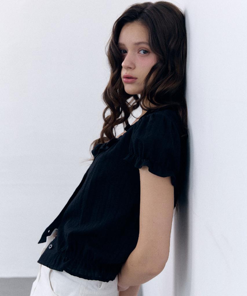 Obeutte Claire Ruffle Blouse_Black