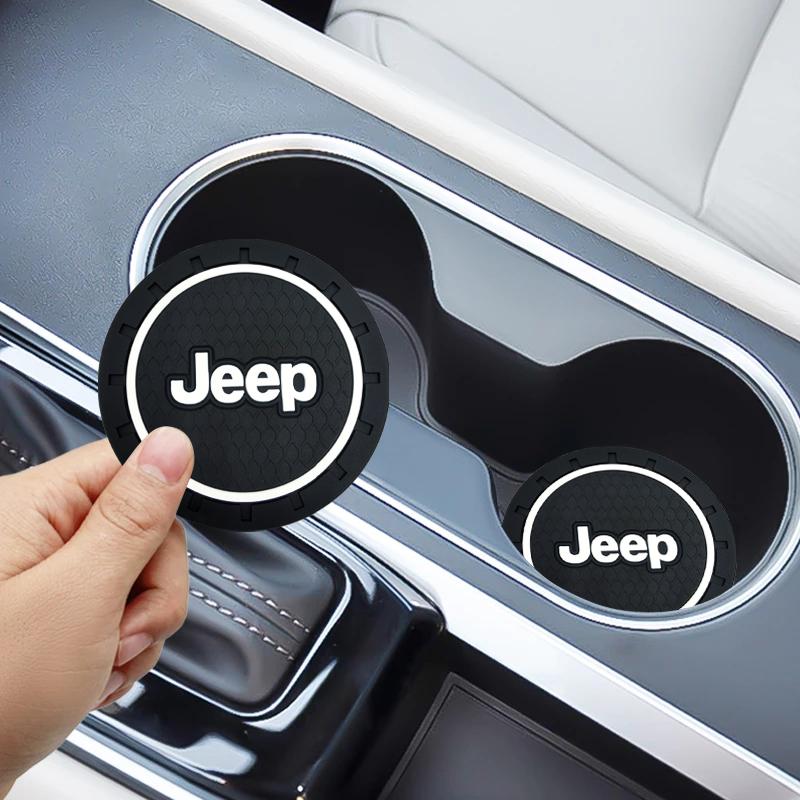 1/2pcs Car Cup Mat Anti-slip Bottle Holder Coasters Car Accessories for Jeep Grand Cherokee Wrangler Renegade Compass Patriot Liberty