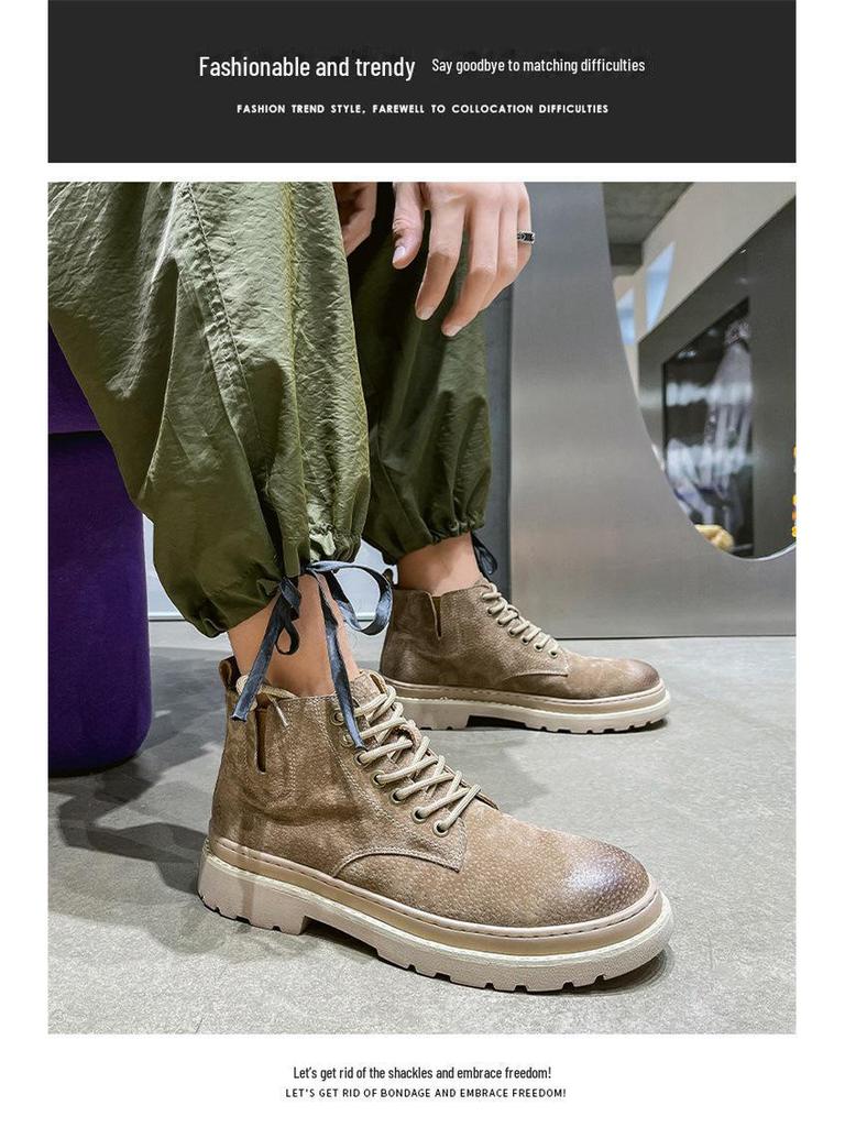 2022 Autumn Men’s Suede Martin Boots: British Style, Versatile Casual Mid-Top Shoes