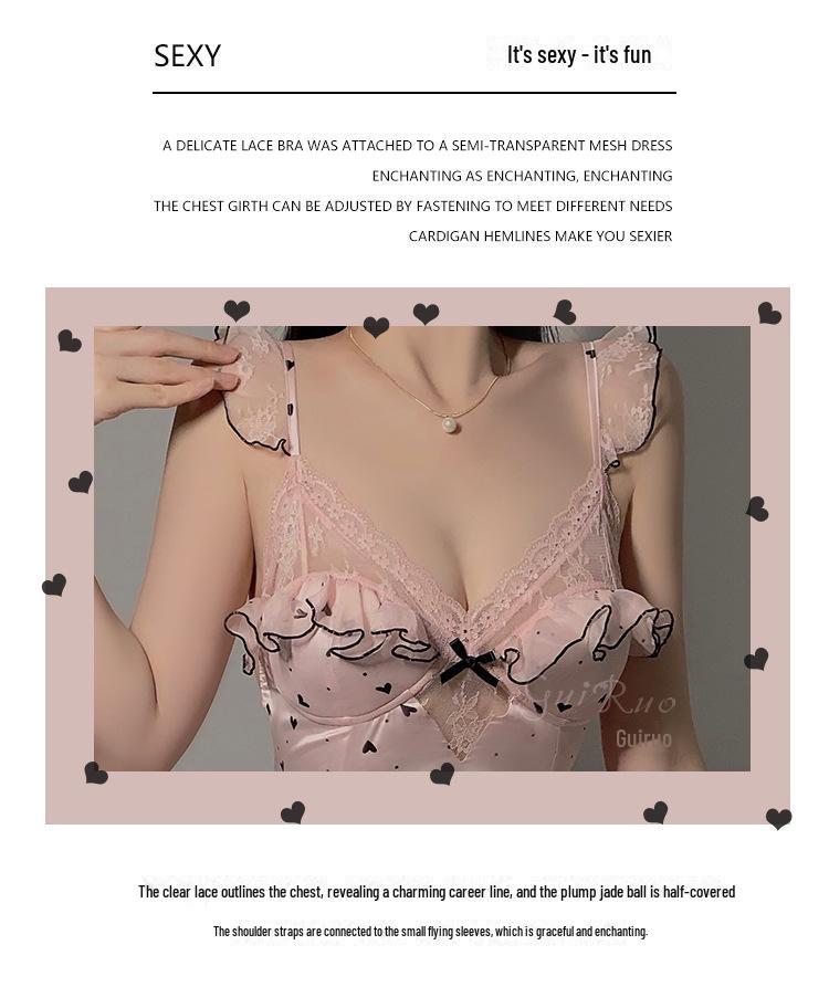 Krajková noční košile Guiruo Deep V s vycpanou podprsenkou – dámská nadměrná velikost 