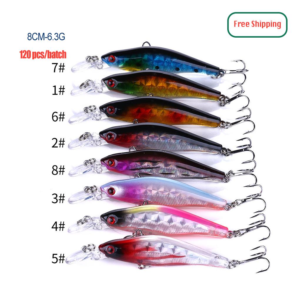 100PCS Factory Price Free Shipping Plastic & Metal River Minnow Hard Lures Fishing Bait
