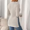 Women's Fashion Round Neck Slit Long Sleeve Color Top