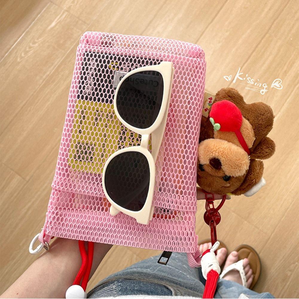 

Sweet Nylon Mesh Bag Hollowed-out Mobile Phone Bag Wallet Bags Women s Crossbody Bag Travel сірий