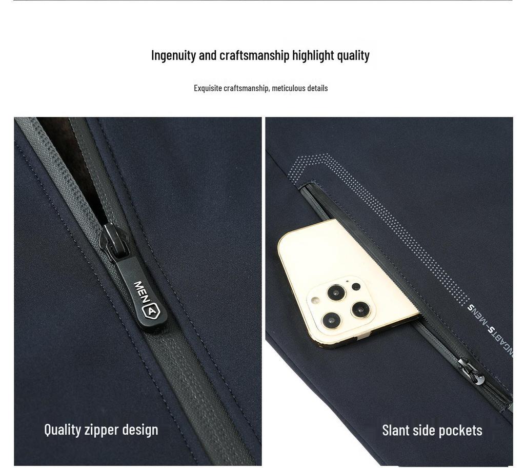 Woodpecker 2025 Autumn Men's Fleece-Lined Stand Collar Jacket for Middle-Aged & Elderly