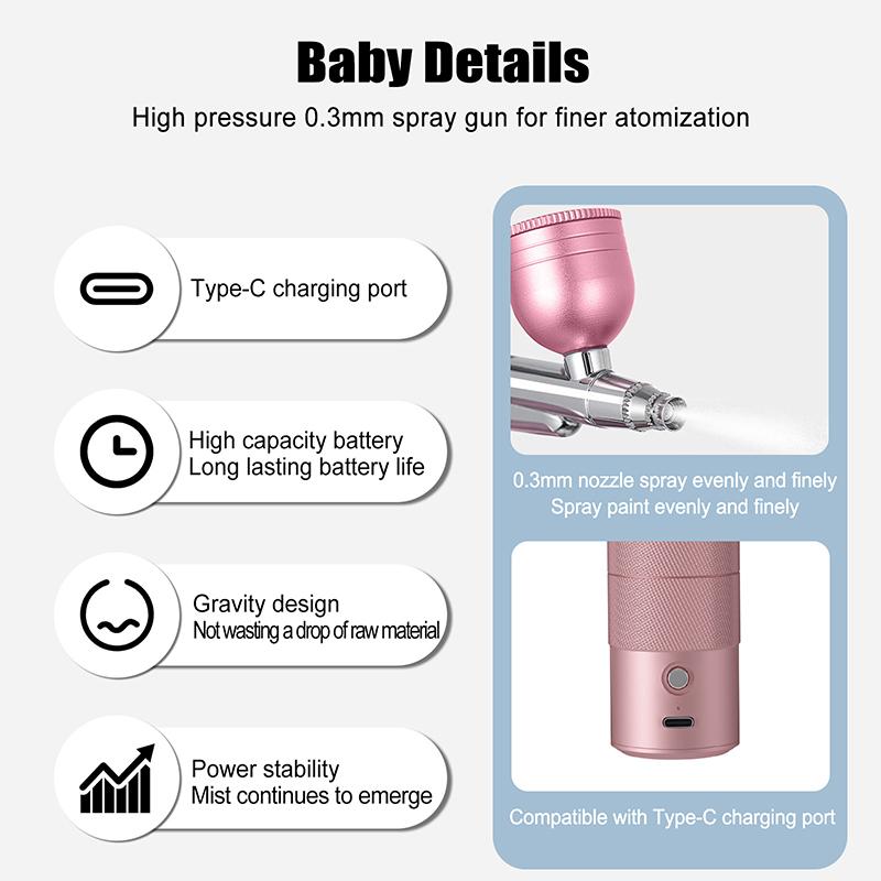 Oxygen Injector Mini Air Compressor Kit Air-Brush Paint Spray Gun Airbrush For Facial Hydrating Device Mist Sprayer Beauty Tool