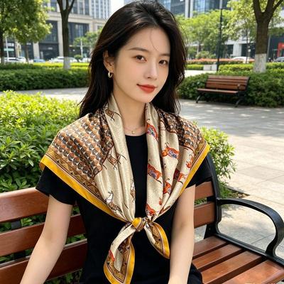 New Versatile Square Scarf Fashion Sunscreen Light Luxury High-end Mulberry Silk Silk Scarf Women's Scarf Cashew Nut Shawl Headscarf
