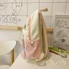 Women's Large Capacity Backpack Color Block Schoolbag for Primary and Secondary School Students