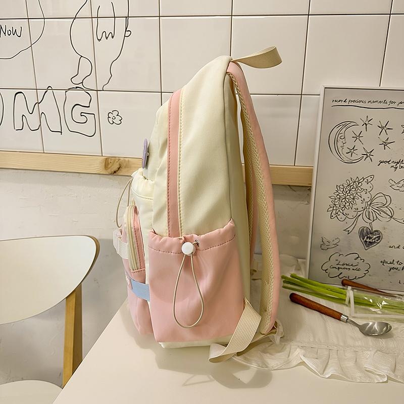 Women's Large Capacity Backpack Color Block Schoolbag for Primary and Secondary School Students