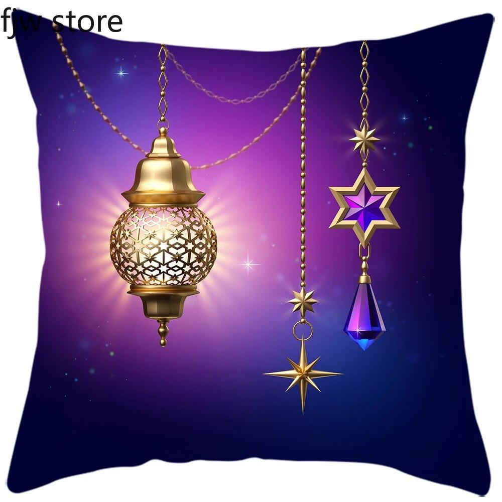 2024 New Eid Al Fitr Home Decoration Pillowcases Islamic Muslim Ramadhan Pillowcases Mosque Decorative Pillowcases
