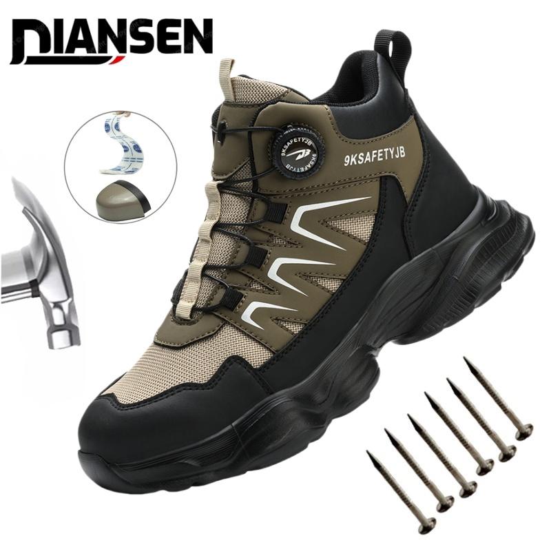 Rotating Button Safety Shoes For Men Anti-Smash Anti-Puncture Work Shoes Breathable Men Sport Shoes Security Protective Boots