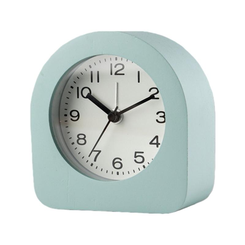 Quiet Kids Wood Analog Alarm Clock with Soft Night Light Battery Operated for Bedsides Use with Easy Snoozes Function