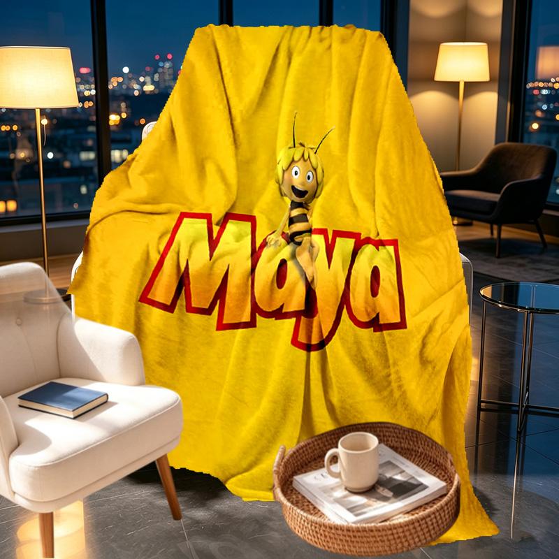 Maya the Bee Print Blanket - Soft & Comfortable, for Bedroom, Travel, Sofa, Home Decoration - Birthday Christmas Gift for Friend