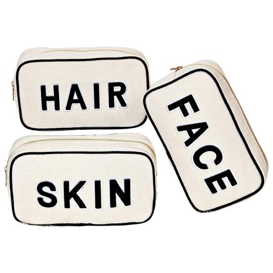 Large Capacity Cosmetic Bag Letter Print Handheld Cleansing Bag Lotion Eye Shadow Brushes Storage Bag