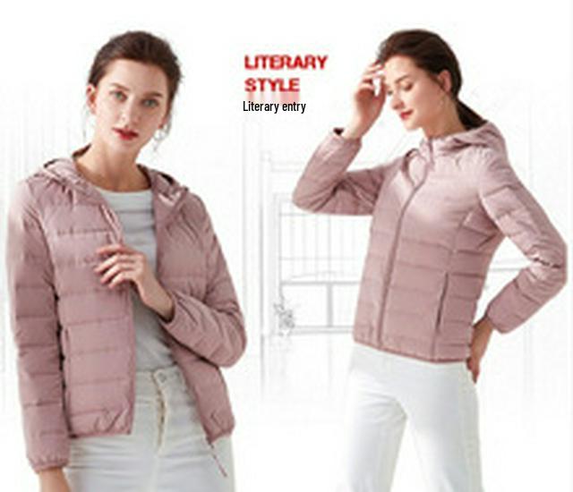 Women's Slim Fit Lightweight Down Jacket - 2023 Autumn/Winter Short Hooded Fashion Coat