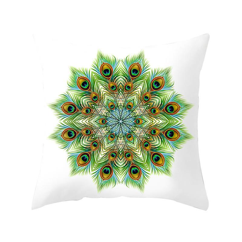 New Chinese Style Classical Peacock Feather Pattern Pillowcase Car Bedroom Living Room Cushion New Chinese Style