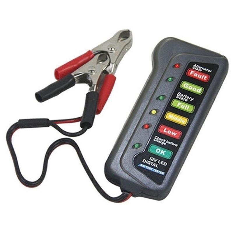 Buy 12V LED Digital Battery Alternator Tester with Two Clips For Car