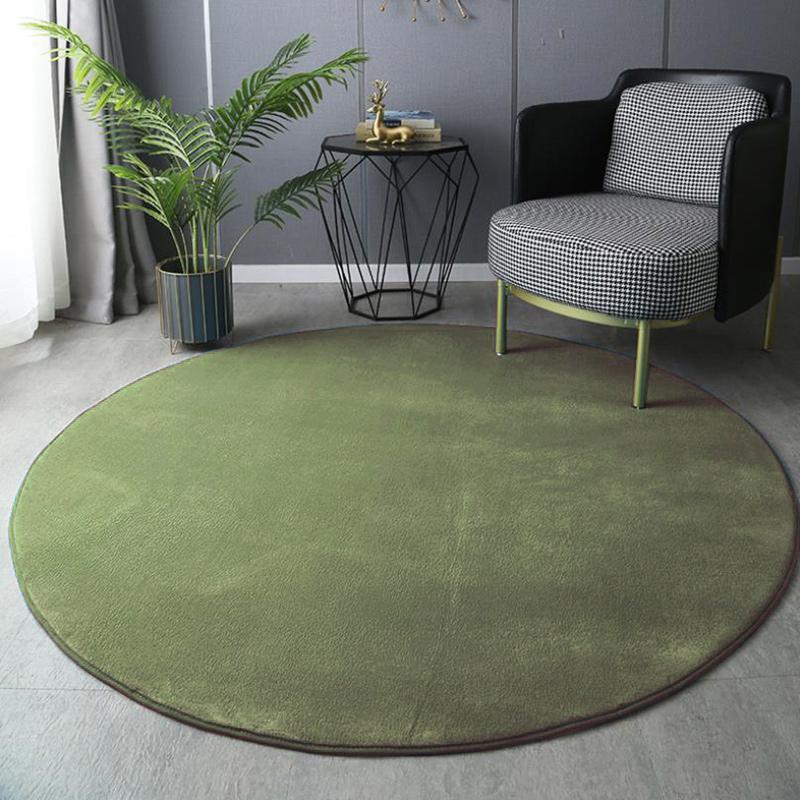 

Coral Velvet Carpet Round For Home Decor Modern Living Room Coffee Table Rug Short Plush Foot Mat Kids Crawling Play Carpets Diam140(55inch) зелёный