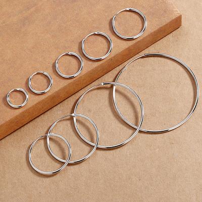 1Pair 8-70mm Stainless Steel Small/Big Round Circle Hoop Earrings For Women Simple Classic Ear Loop Huggie Earring Jewelry