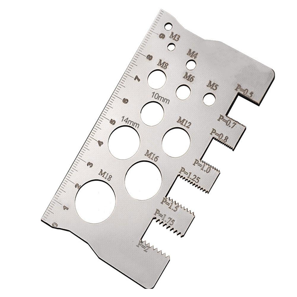 Multifunctional Screw Thread Pitch Gauge Ruler for Measuring Bolt Sizes and Pitches Crafted from Stainless Steel