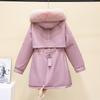 Daunenjacke mit Fleece-Futter und Kapuze, Wintermantel für Damen, warm, gepolstert, Parkas mit Kordelzug, koreanische Casual Streetwear, Puffer-Oberbekleidung für Damen