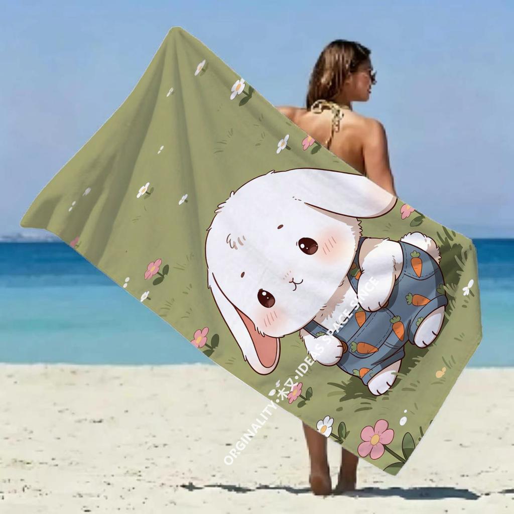 Cartoon Carrot Bunny Beach Towel Patterned Sunscreen And Windproof Suitable For Swimming Pool Camping Travel Blanket