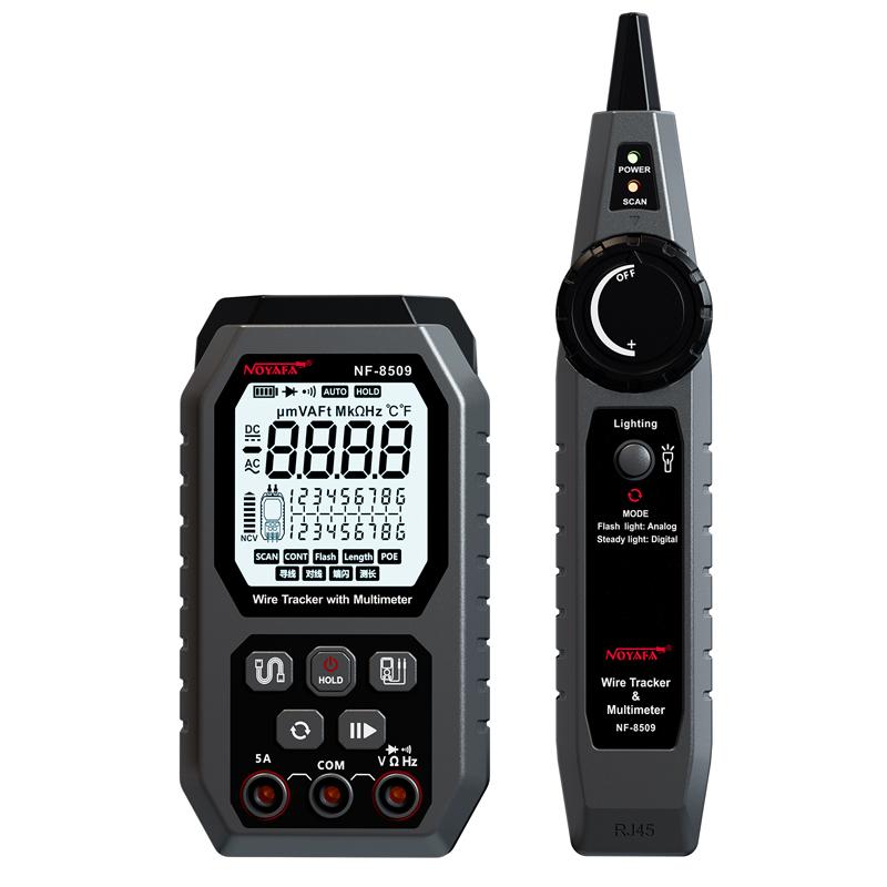 

NOYAFA NF-8509 2 в 1 Тестер сетевого кабеля Мультиметр Поиск линии для теста POE NCV AC DC Cat5 Cat6 Вольтметр Трассоискатель Ethernet-провода чёрный