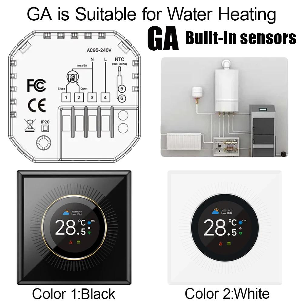TUYA WiFi Smart Knob Thermostat Floor Heating Water Gas Boiler Home Room Programmabeating Water Gas Boiler for Alexa Google Home Black Thermostat