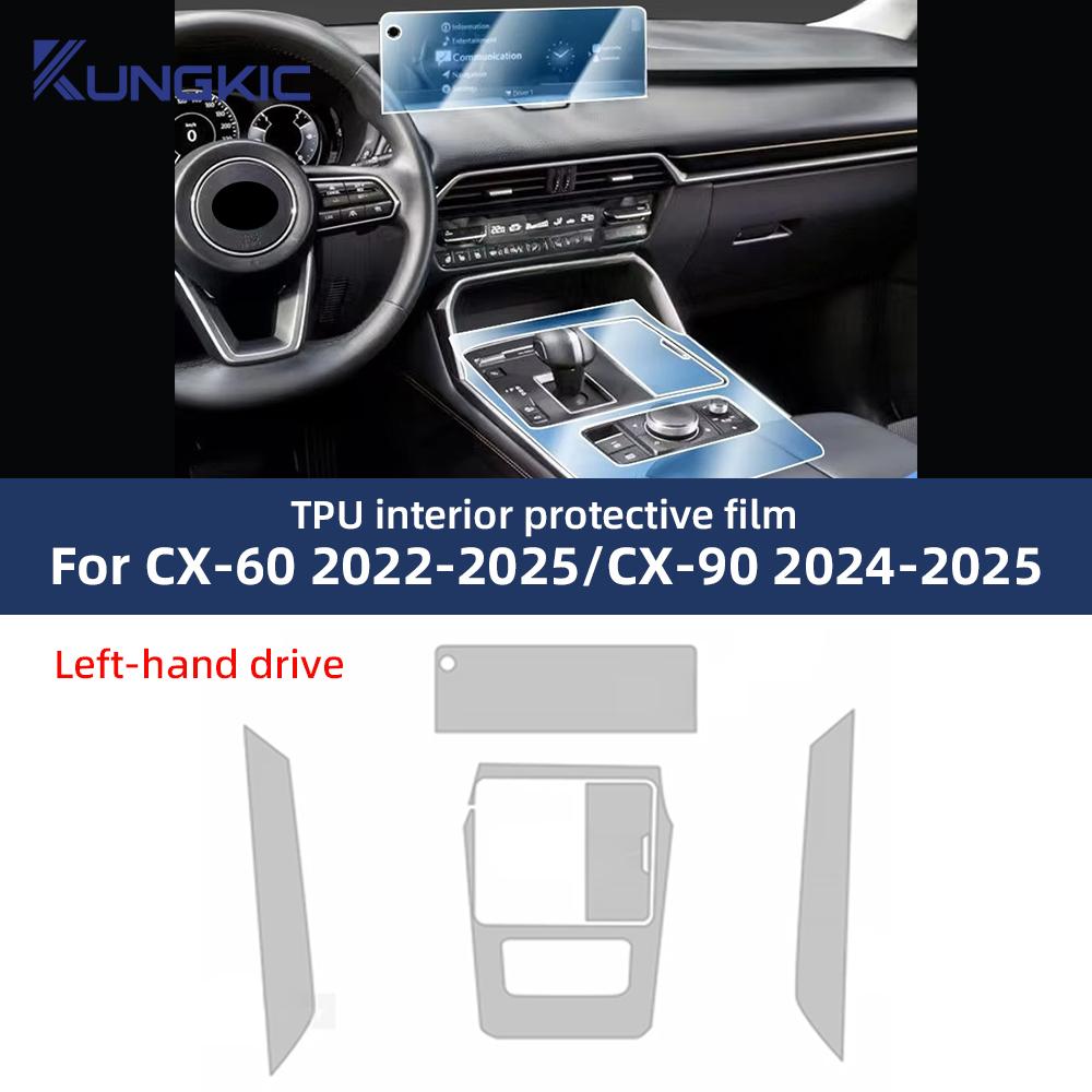TPU-Schutzfolie für Mazda CX-60 CX-90 2024 2025 Auto-Innenraum Mittelkonsole Transparent Kratzfest Zubehör