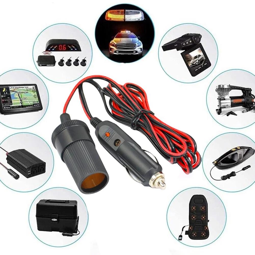 12V/24V Car Cigarette Lighter Extension Cord Heavy Duty Auto DC Power Plug Connector For Tire Inflators Cleaners & Adapter S4S0