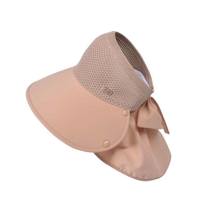 8487 summer big eaves sunscreen hat women's outdoor travel visor removable shawl neck empty top bucket hat
