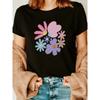 Women's White Colorful Pastel Floral Graphic T-Shirt Pink Yellow Blue Purple Brown Pink Print Crew Neck Casual Tee