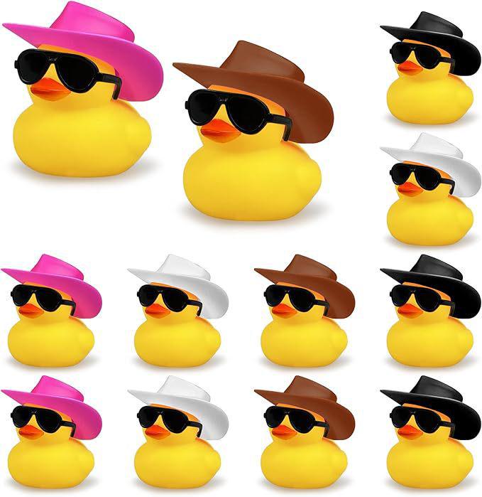 Newbie Yellow Duck Bath Toy with Hat & Sunglasses - Fun Summer Party Decor