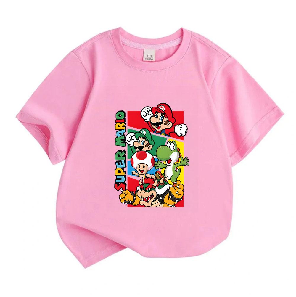 Kids Boys Girls Crew Neck Short Sleeve 100% Cotton T-Shirt Cute Cartoon Game Character Printed Casual Lightweight Breathable Summer Daily Wear Top for