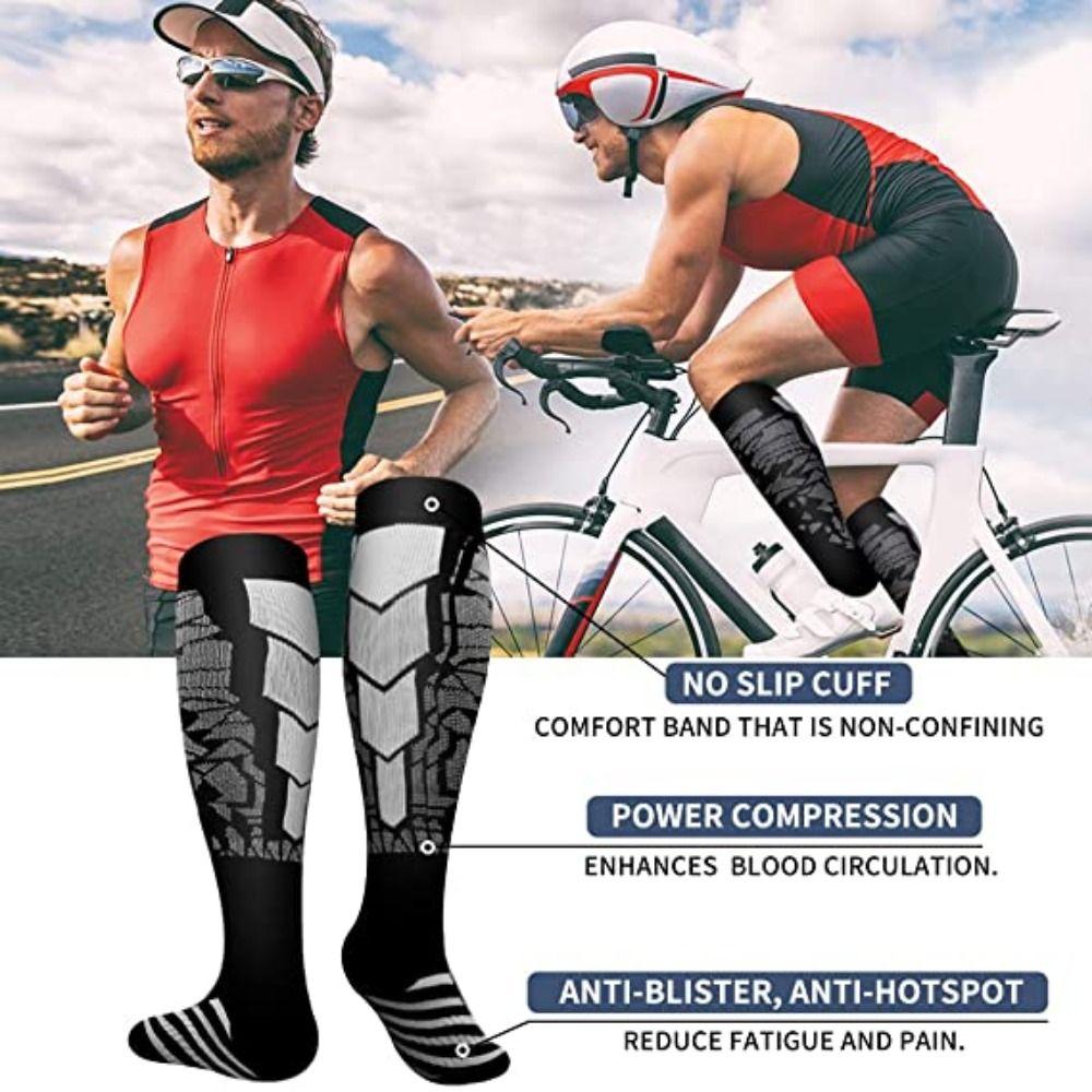 Striped Compression Socks Spandex Running Nursing Socks Circulation Best Recovery Flight Socks  Men