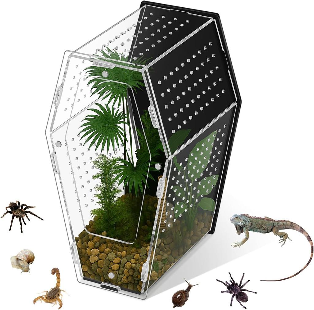 Acrylic Reptile Feeding Box Spider Lizard Palace Breeding Box High Transparency Visual Ventilation Ecological Tank