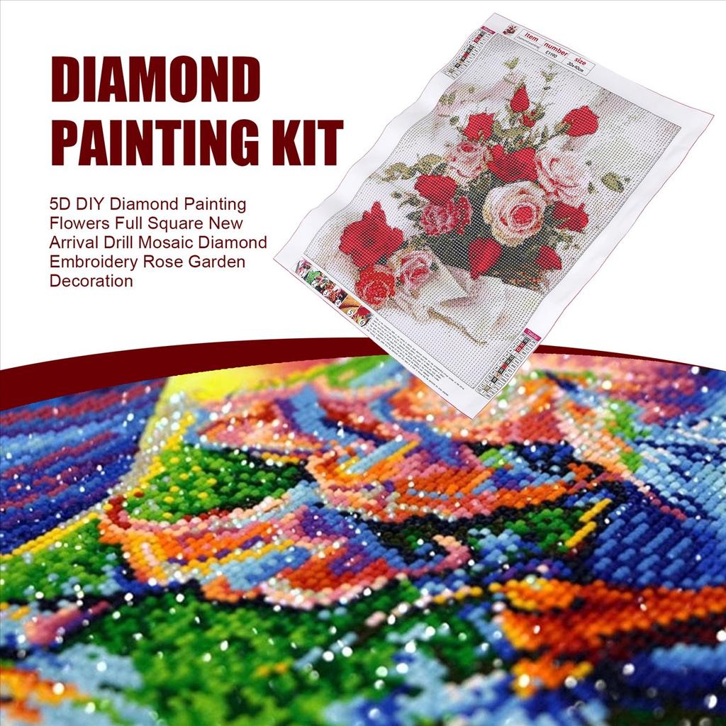 BHBL 5D DIY Flowers Full Square Drill Mosaic Diamond Embroidery Rose Garden Decoration