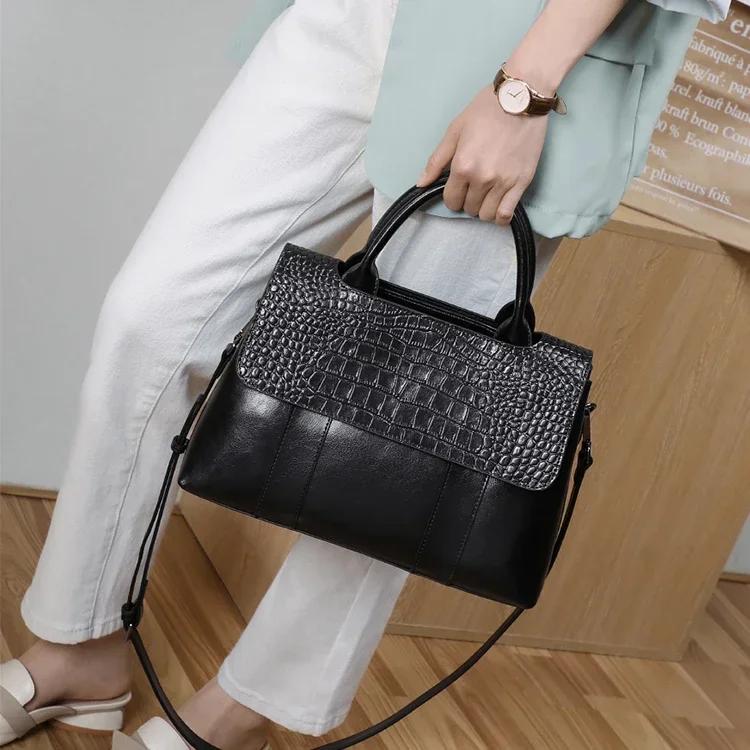 Women's Cow Real Leather Crossbody Bag Female Cowhide Designer Luxury Shoulder Bags Ladies Casual Retro Large Capacity Handbag