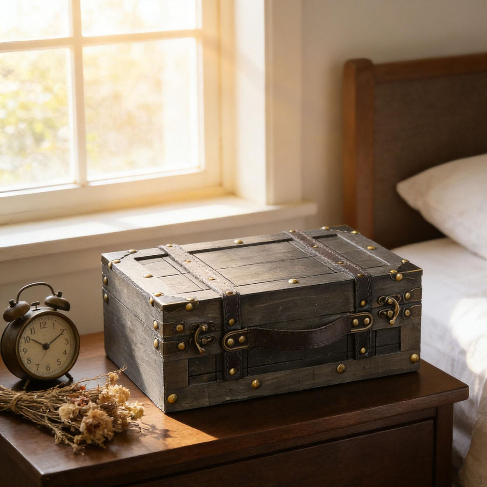 Antique Suitcase Decorative Storage Box Ornaments Old Fashioned Chests Wood Chest Luggage серый 2490₽