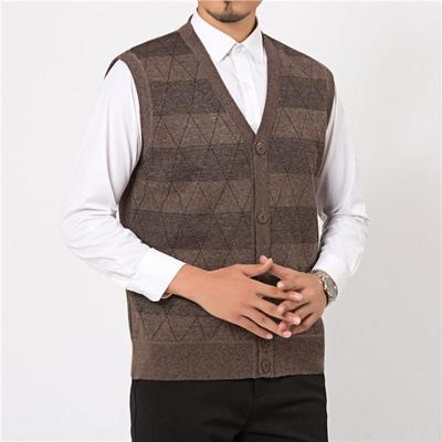 Vestă Groasă pentru Bărbați Vârstnici de Vârstă Mijlocie Vestă Pulover Toamnă Iarnă Gât în V Cardigan Veston Lână Tricotat