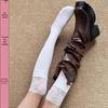 White Thigh-High Lace Stockings with Long Boots - Thickened Cotton, Sexy Japanese Style for Women