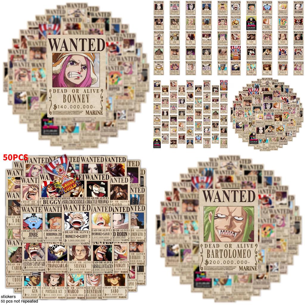 50 Pack One Piece Pirate Poster Stickers Colorful Graffiti Cartoon Decor For Fans