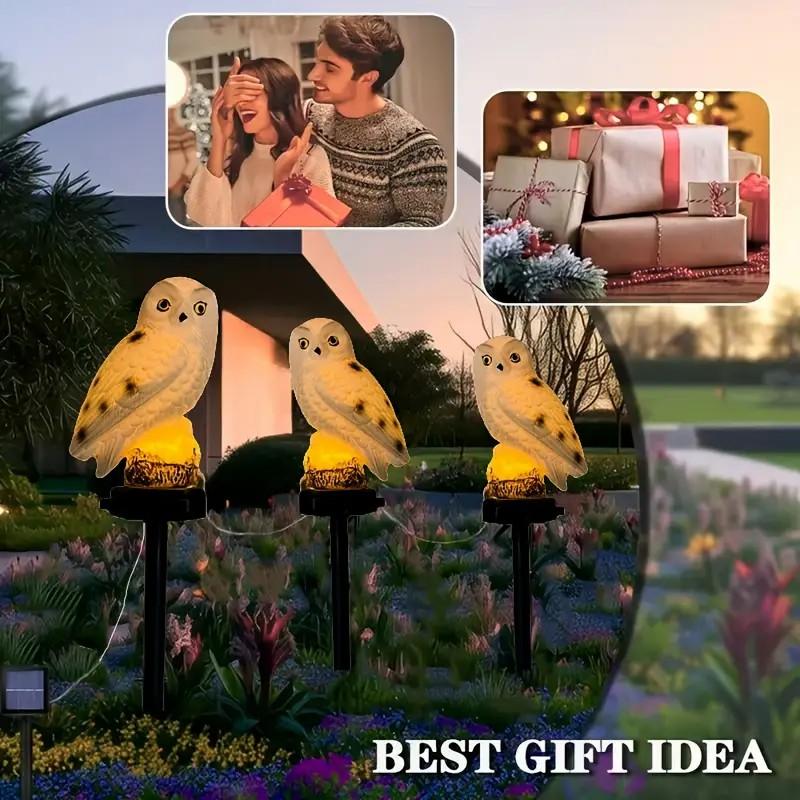 1pcs Solar Brown/white Owl Light, Suitable for Outdoor Garden, Yard, Patio Decoration and Holiday Gifts of Lawn Landscape Lights
