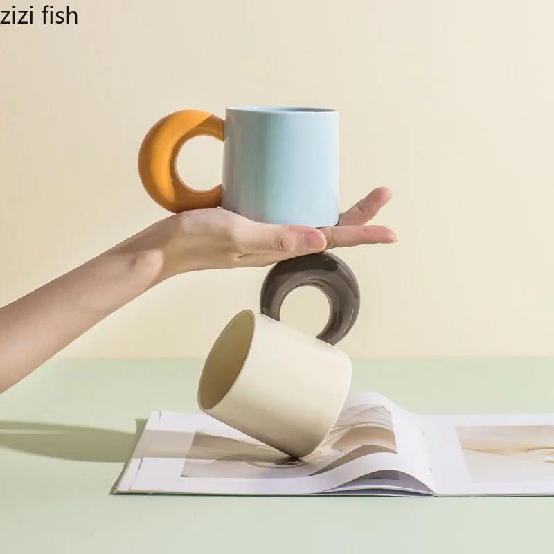 Contrasting Ceramic Mugs Personality Couple Coffee Mug Water Cup Breakfast Cups Milk Cup Milk Tea Cup Tea Mug Juice Glasses