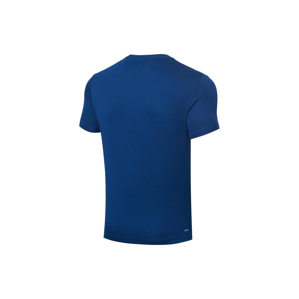 Li Ning Badminton Collection T Shirts Unisex Navy Crew Neck Moderate Straight Fit AHST347-4