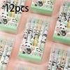 12Pcs New Panda Press Neutral Pen High Beauty Cartoon Metal Pen Clip 0.5mm Cute Large Capacity Brushing Pen Water Pen Black Student Signature Pen