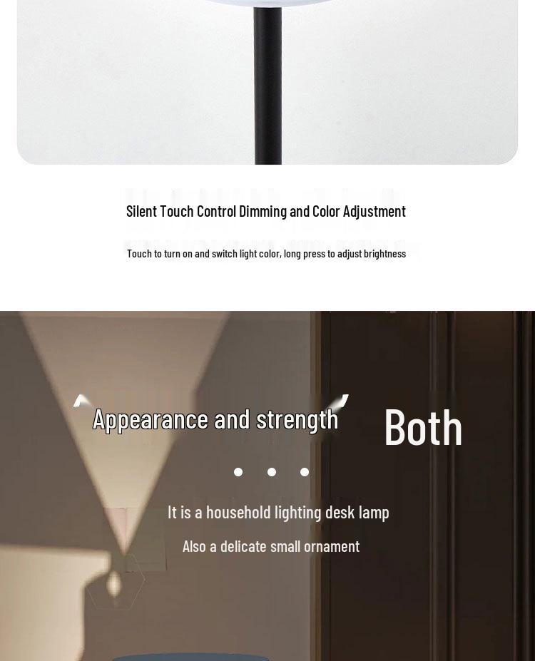 Modern Luxury I-Shaped LED Touch Desk Lamp with USB Charging