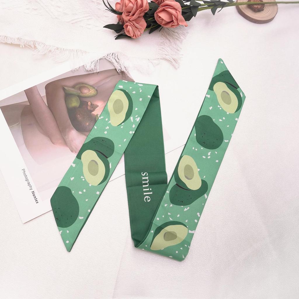 Spring/Summer Fruit Silk Scarf: Cute Headband, Ribbon Tie, Skinny Bag Tie, Souvenir Box Gift.