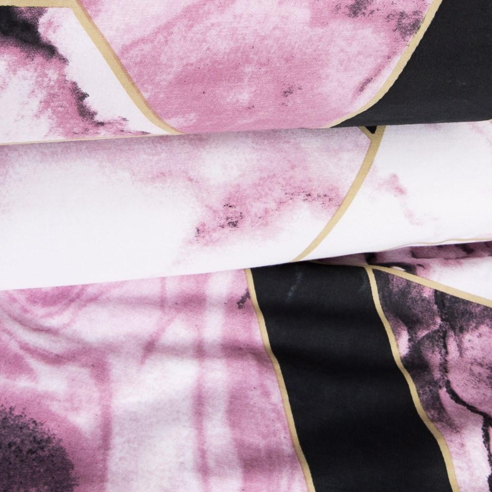 Cotton bedding 220x200 satin COTTON black pink geometric marble